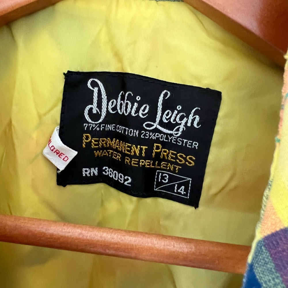 Vintage 60’s Debbie Leigh yellow cotton plaid preppy belted rain coat jacket - Picture 6 of 10